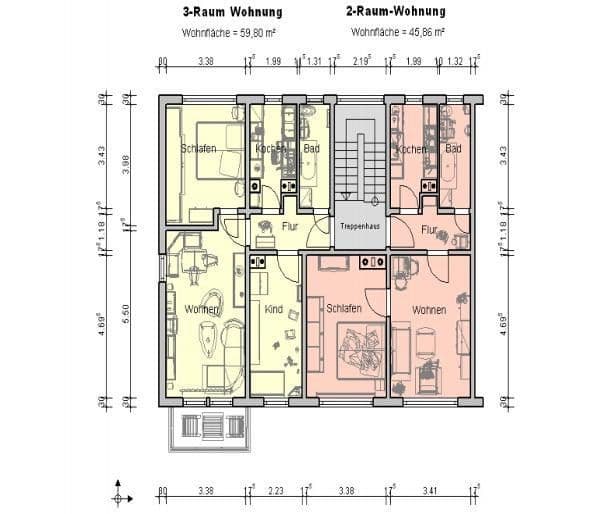 Prenájom bytu 2-izbový 46 m², Strasse des Aufbaus 15, Am Ohmberg, Durínsko Prenájom bytu 2-izbový 46 m², Strasse des Aufbaus 15, Am Ohmberg, Durínsko