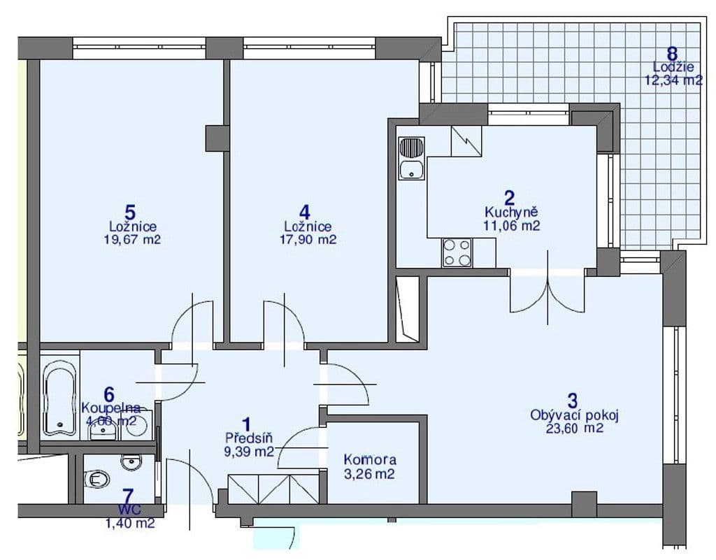 Prenájom bytu 3-izbový 90 m², Hyacintová, Praha, Praha Prenájom bytu 3-izbový 90 m², Hyacintová, Praha, Praha