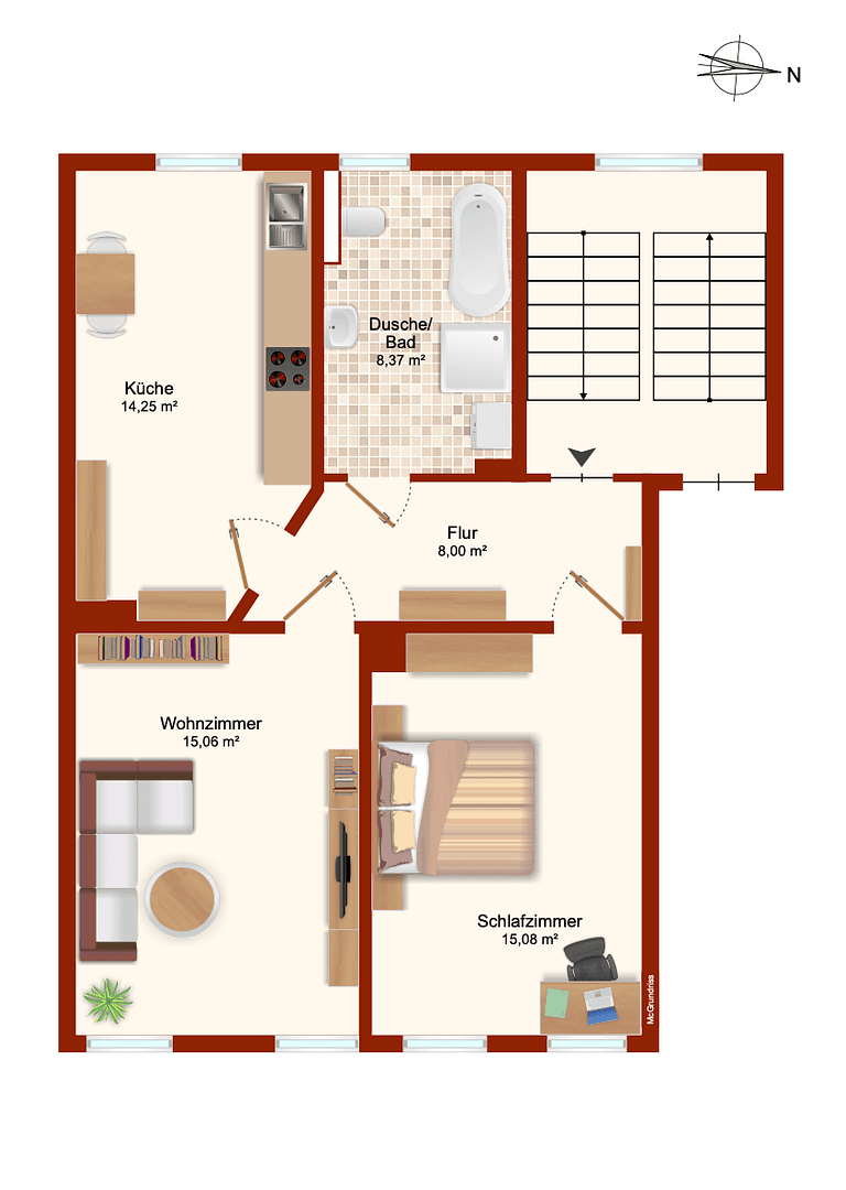 Prenájom bytu 2-izbový 61 m², Albertstraße 34, Markranstädt, Sasko Prenájom bytu 2-izbový 61 m², Albertstraße 34, Markranstädt, Sasko