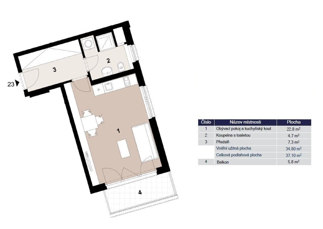 Prenájom bytu 1-izbový 37 m², Klapálkova, Praha, Praha Prenájom bytu 1-izbový 37 m², Klapálkova, Praha, Praha