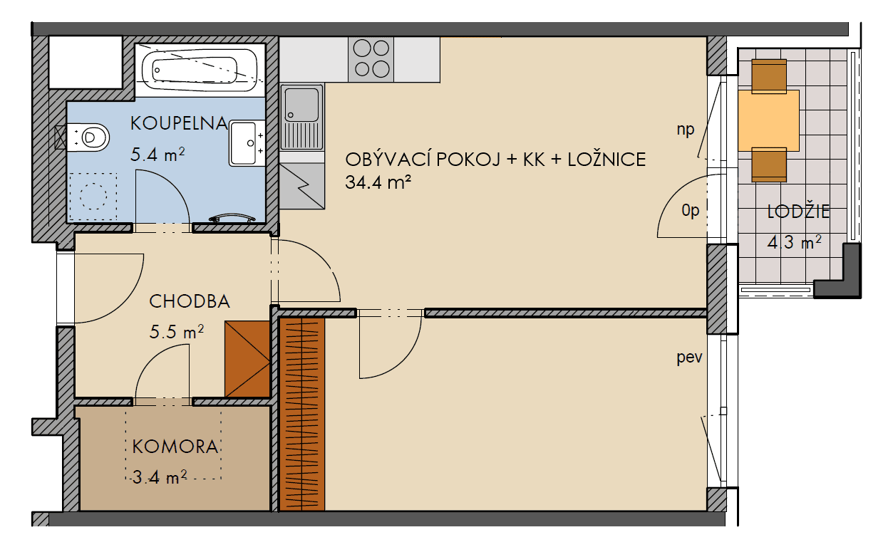 Predaj bytu 2-izbový 54 m², Ondrákové, Praha, Praha Predaj bytu 2-izbový 54 m², Ondrákové, Praha, Praha
