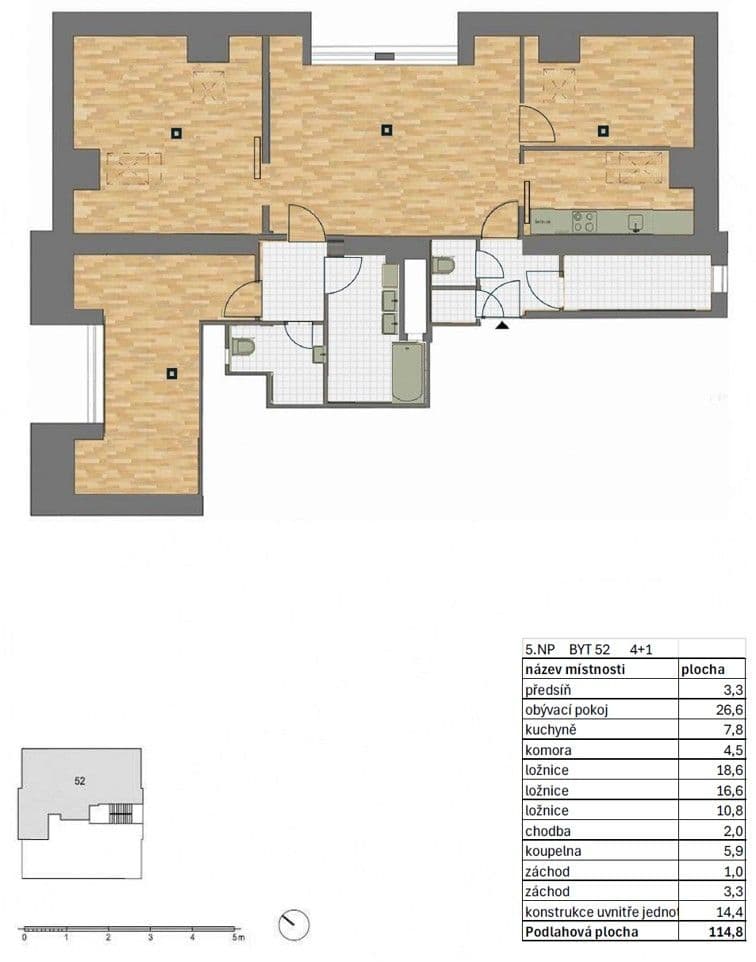 Prenájom bytu 4-izbový 100 m², Hradeckých, Praha, Praha Prenájom bytu 4-izbový 100 m², Hradeckých, Praha, Praha