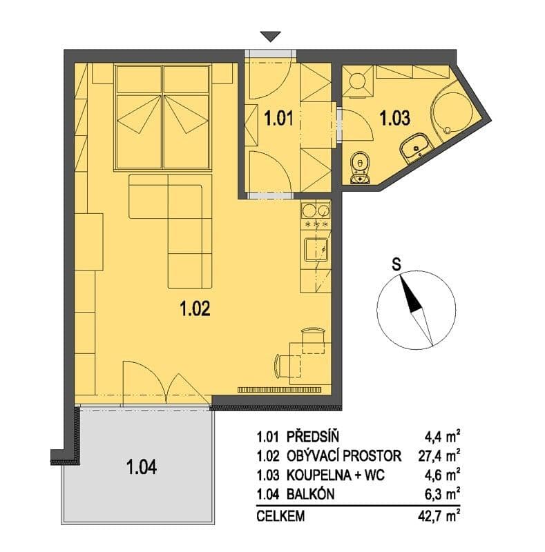 Prenájom bytu 1-izbový 37 m², Kloboučnická, Praha, Praha Prenájom bytu 1-izbový 37 m², Kloboučnická, Praha, Praha