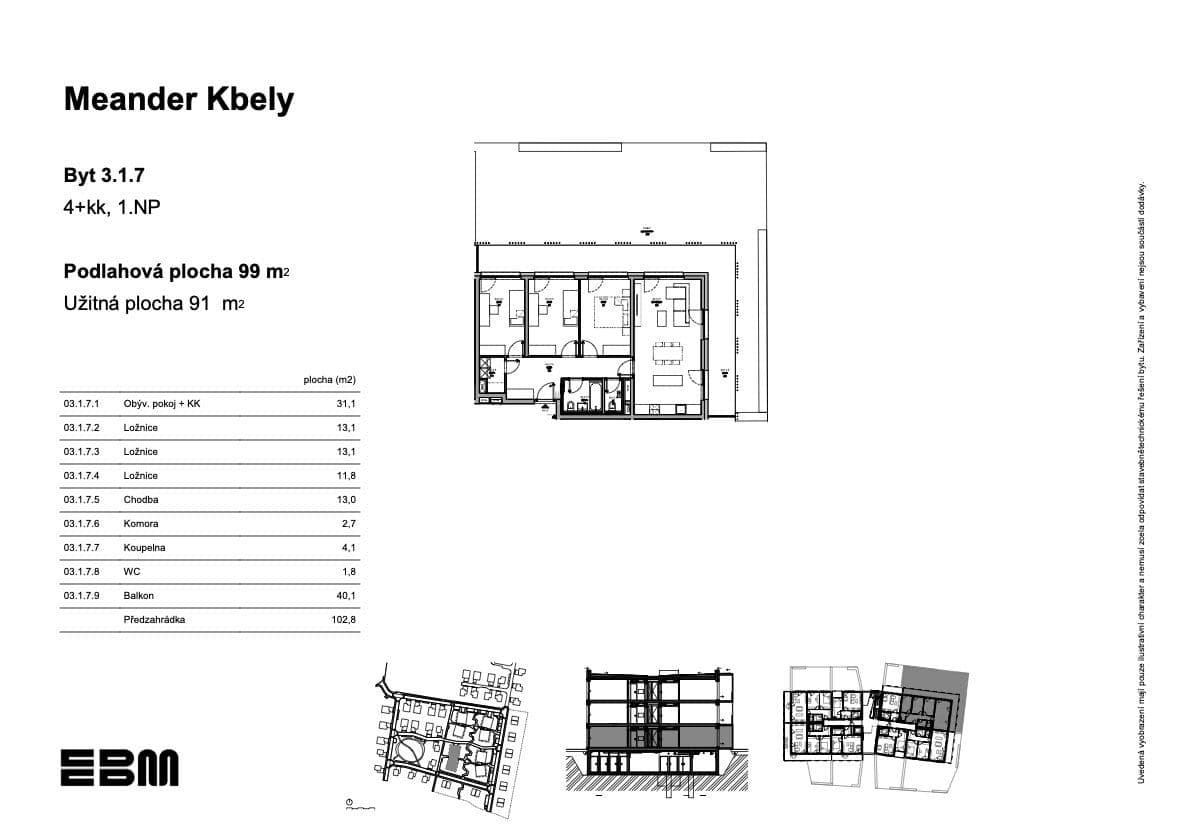 Predaj bytu 4-izbový 91 m², K Vinoři, Praha, Praha Predaj bytu 4-izbový 91 m², K Vinoři, Praha, Praha