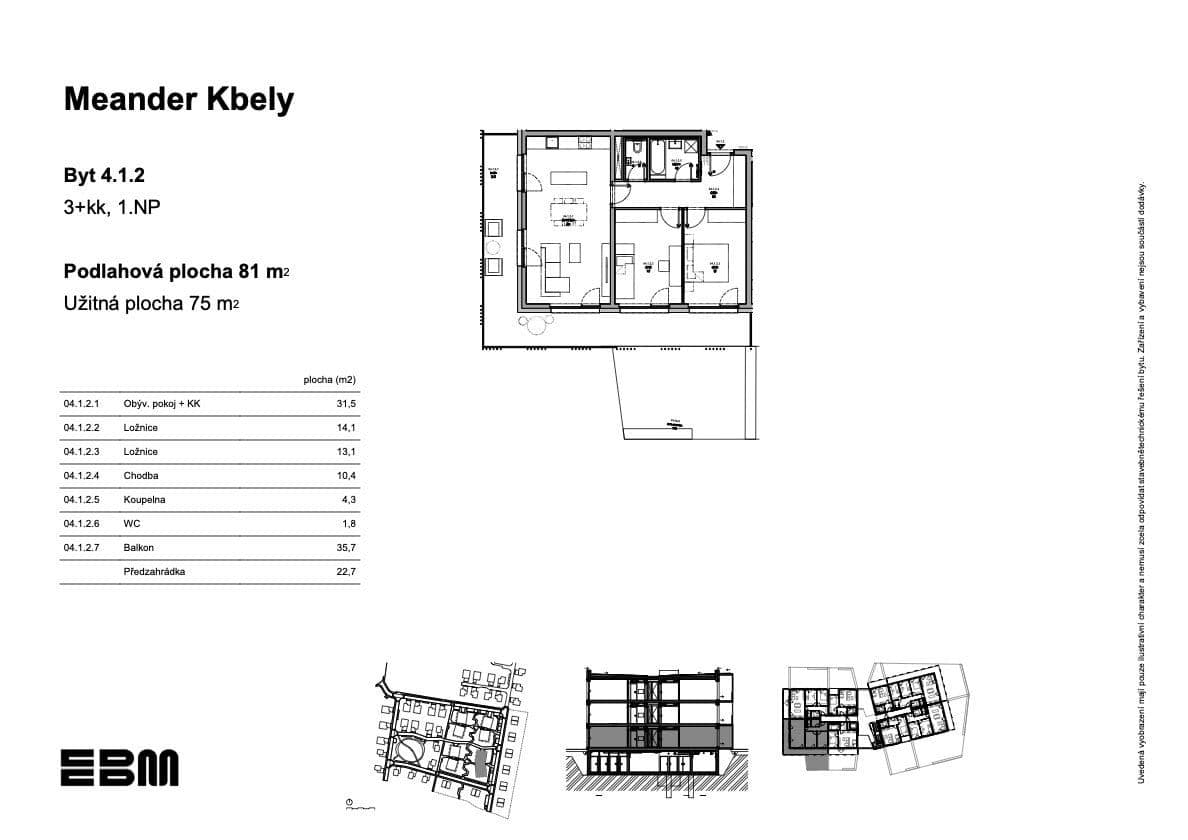 Predaj bytu 3-izbový 76 m², K Vinoři, Praha, Praha Predaj bytu 3-izbový 76 m², K Vinoři, Praha, Praha