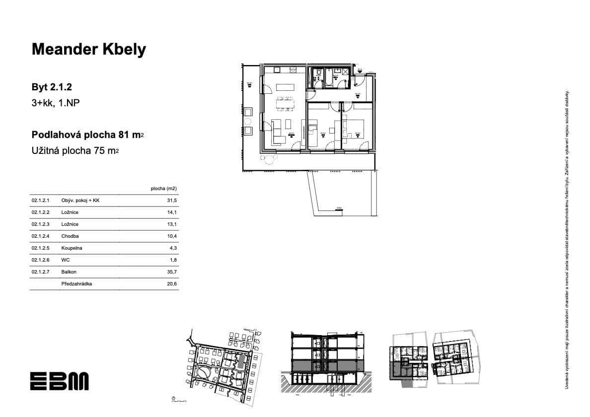 Predaj bytu 3-izbový 76 m², K Vinoři, Praha, Praha Predaj bytu 3-izbový 76 m², K Vinoři, Praha, Praha