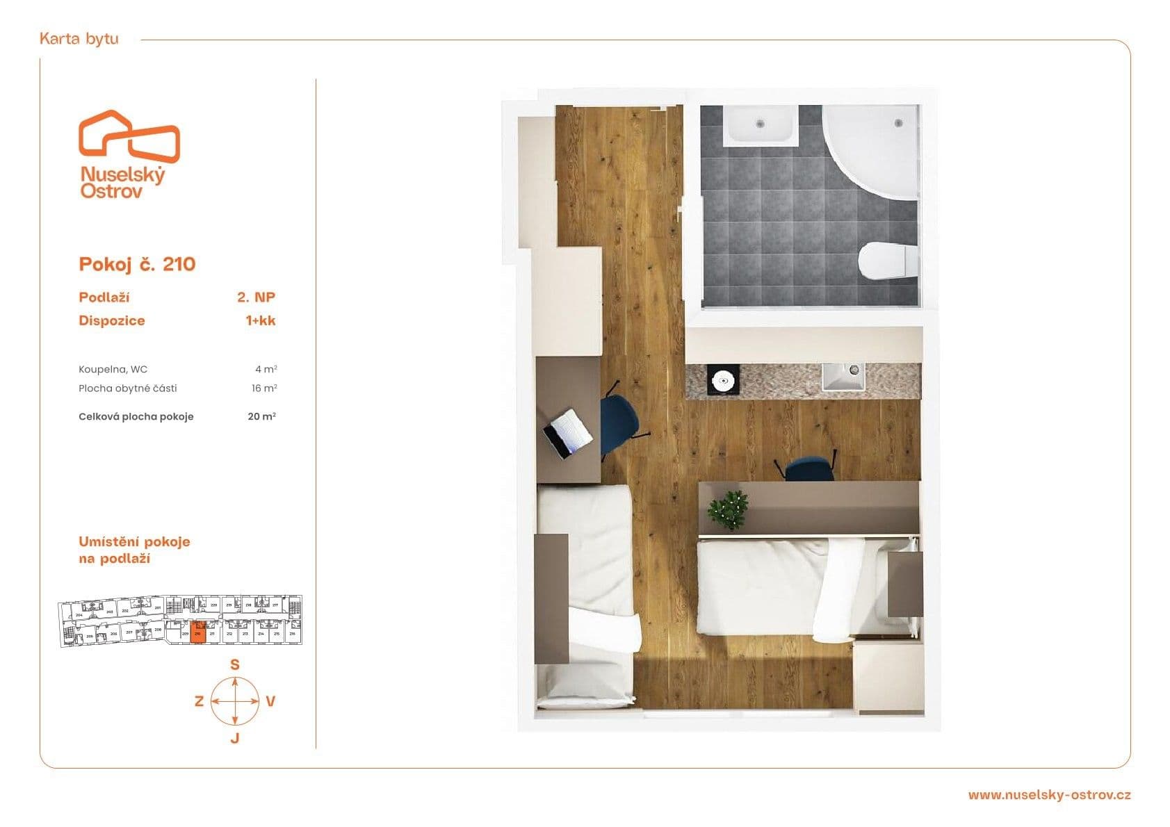 Prenájom bytu 1-izbový 20 m², Na Ostrůvku, Praha, Praha Prenájom bytu 1-izbový 20 m², Na Ostrůvku, Praha, Praha