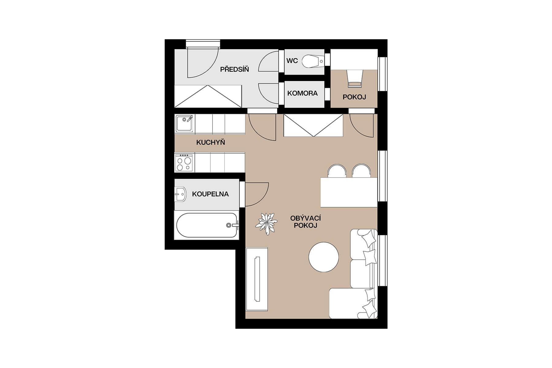 Predaj bytu 1-izbový 38 m², Tusarova, Praha, Praha Predaj bytu 1-izbový 38 m², Tusarova, Praha, Praha