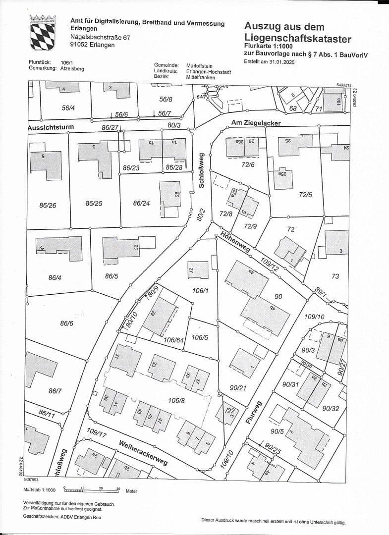 Predaj pozemku 1.315 m², Schloßweg 27, Marloffstein, Bavorsko Predaj pozemku 1.315 m², Schloßweg 27, Marloffstein, Bavorsko