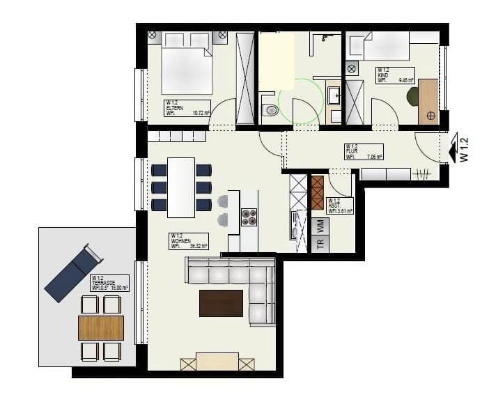 Predaj bytu 3-izbový 83 m², Fuggerstrasse 2a, Buch, Bavorsko Predaj bytu 3-izbový 83 m², Fuggerstrasse 2a, Buch, Bavorsko