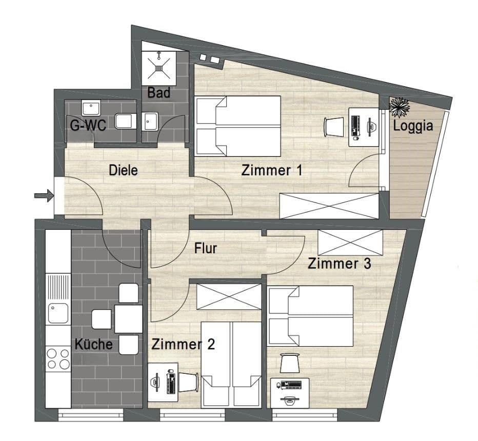 Prenájom bytu 62 m², Spichernstraße 60, Düsseldorf, Severné Porýnie - Westfálsko Prenájom bytu 62 m², Spichernstraße 60, Düsseldorf, Severné Porýnie - Westfálsko