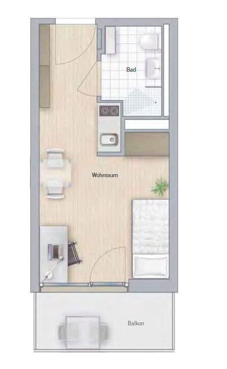 Prenájom bytu 1-izbový 20 m², Chiemgaustraße 138a, München, Bavorsko Prenájom bytu 1-izbový 20 m², Chiemgaustraße 138a, München, Bavorsko