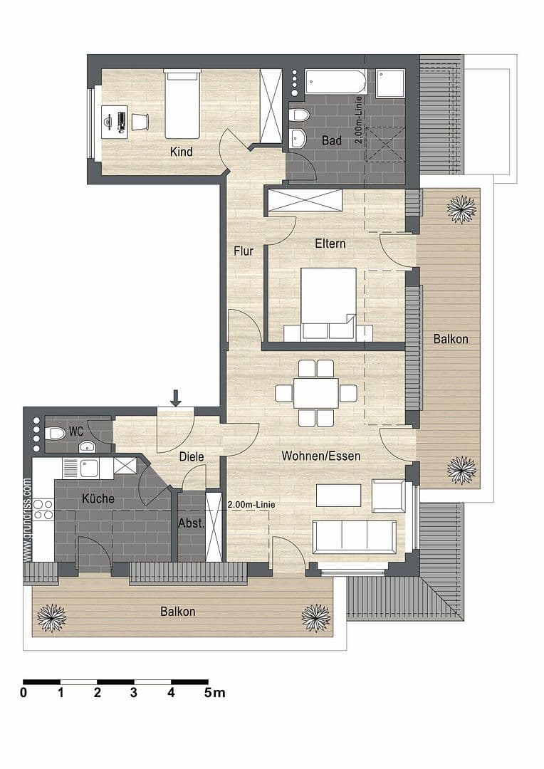 Prenájom bytu 3-izbový 94 m², Wilhelmstraße 1-5, Neuss, Severné Porýnie - Westfálsko Prenájom bytu 3-izbový 94 m², Wilhelmstraße 1-5, Neuss, Severné Porýnie - Westfálsko