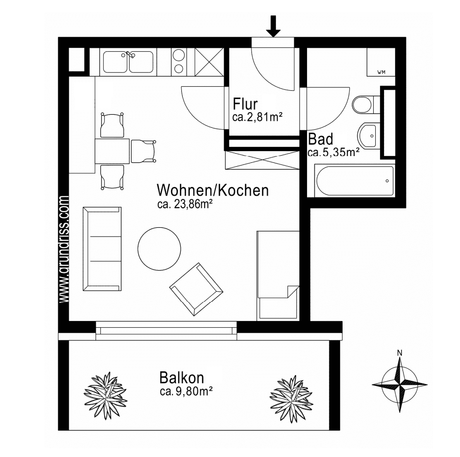 Prenájom bytu 1-izbový 37 m², München, Bavorsko Prenájom bytu 1-izbový 37 m², München, Bavorsko