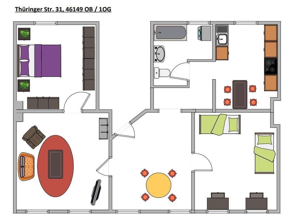Prenájom bytu 4-izbový 88 m², Thüringer Str. 31, Oberhausen, Severné Porýnie - Westfálsko Prenájom bytu 4-izbový 88 m², Thüringer Str. 31, Oberhausen, Severné Porýnie - Westfálsko