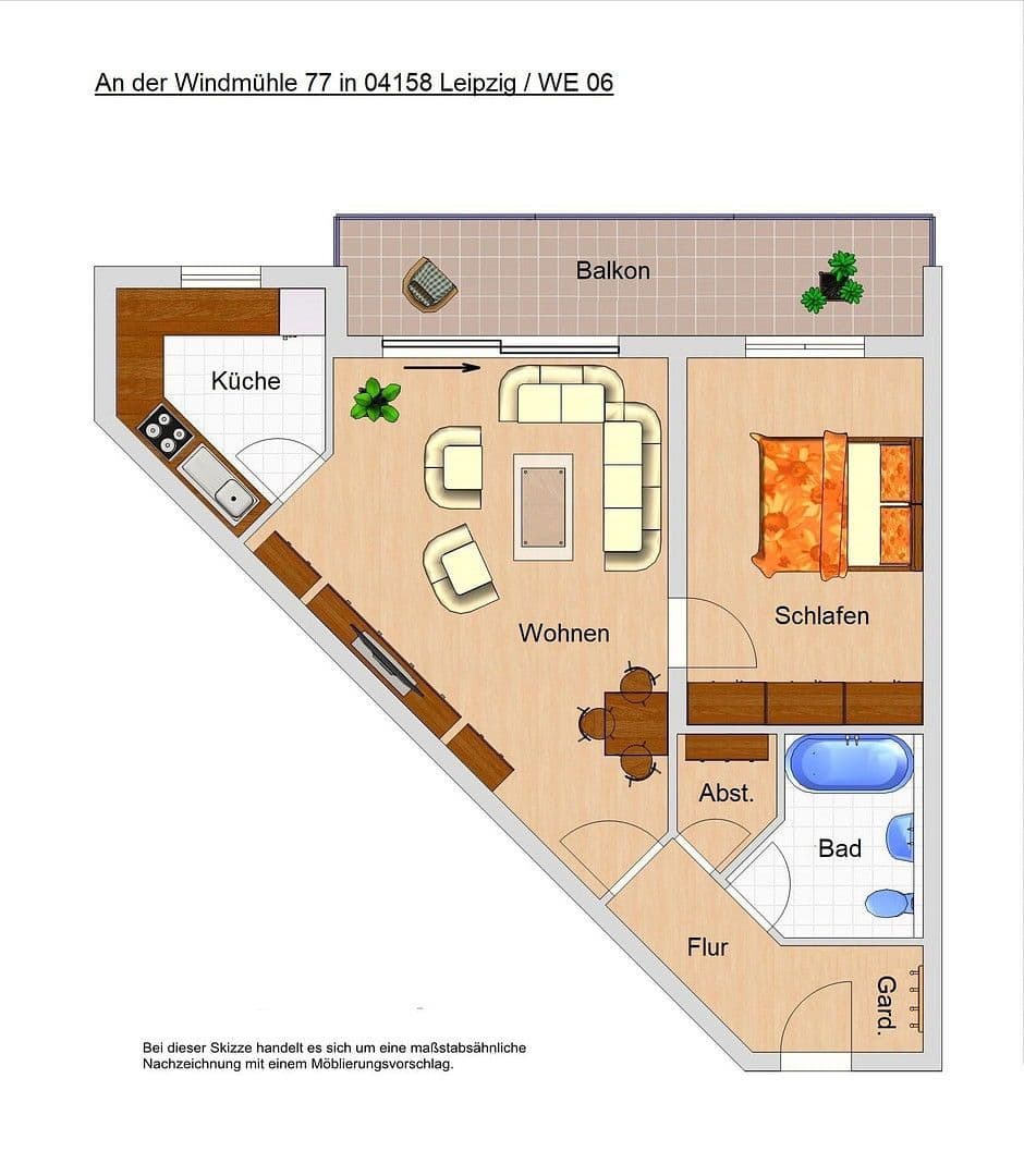 Prenájom bytu 2-izbový 64 m², An der Windmühle 77, Leipzig, Sasko Prenájom bytu 2-izbový 64 m², An der Windmühle 77, Leipzig, Sasko