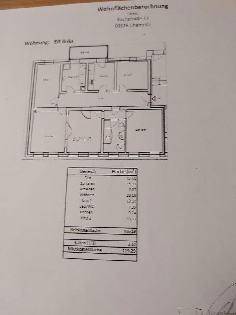 Prenájom bytu 120 m², Kochstraße 17,, Chemnitz, Sasko Prenájom bytu 120 m², Kochstraße 17,, Chemnitz, Sasko