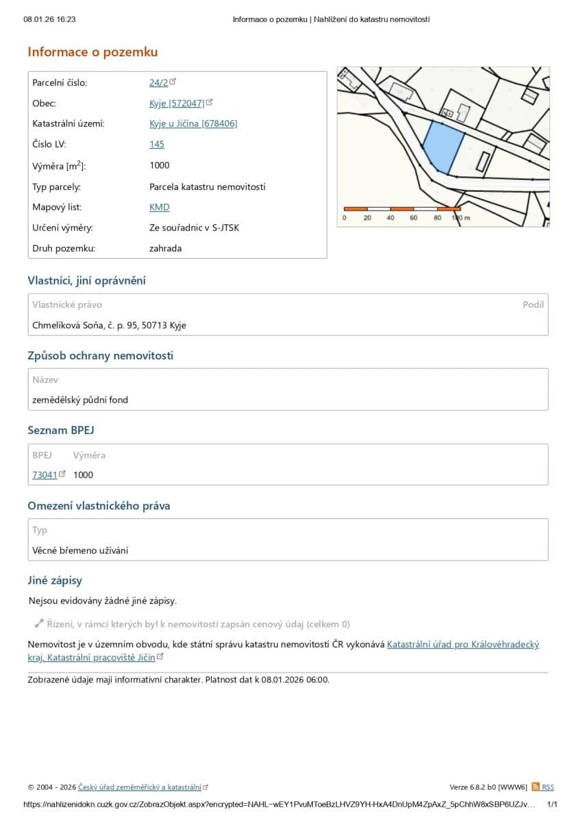 Predaj pozemku 1.000 m², Kyje, Královéhradecký kraj Predaj pozemku 1.000 m², Kyje, Královéhradecký kraj