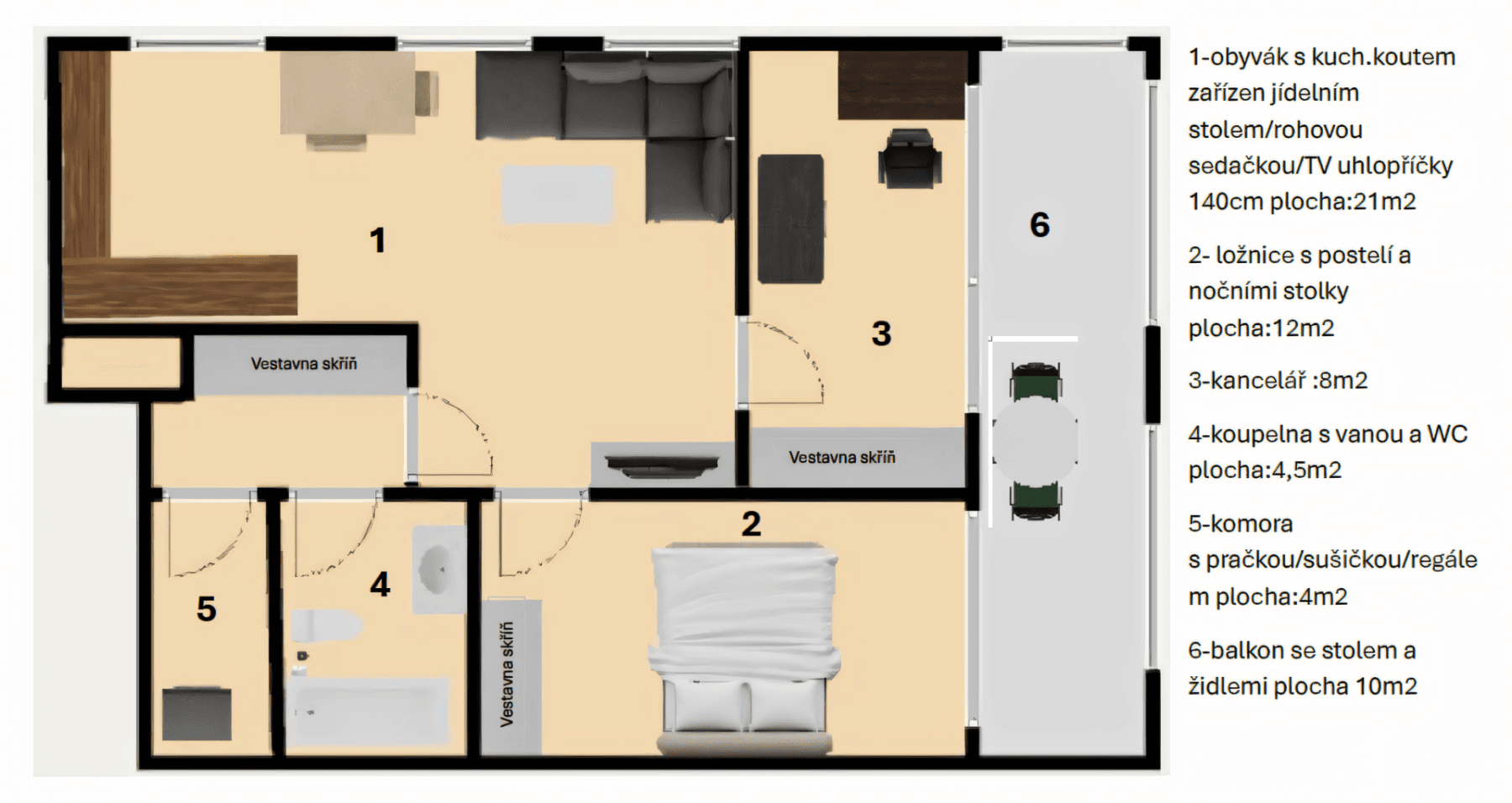 Prenájom bytu 3-izbový 61 m², Domalípova, Praha, Praha Prenájom bytu 3-izbový 61 m², Domalípova, Praha, Praha