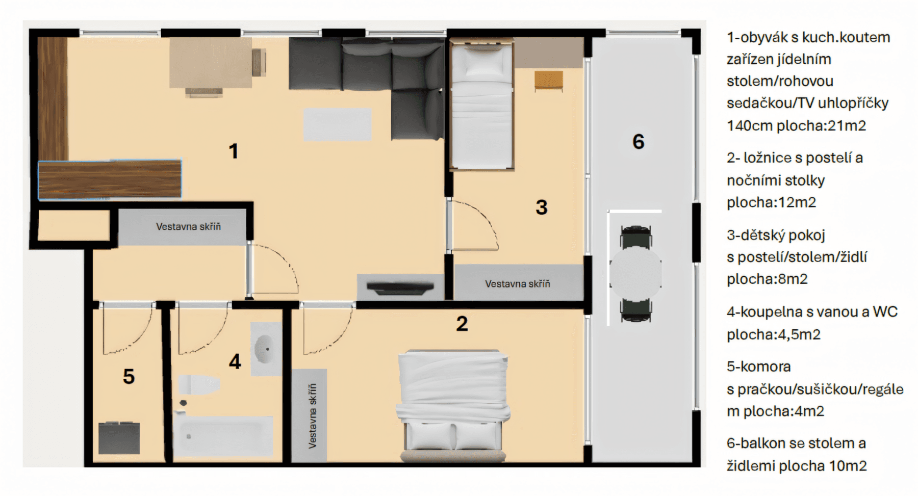 Prenájom bytu 3-izbový 61 m², Domalípova, Praha, Praha Prenájom bytu 3-izbový 61 m², Domalípova, Praha, Praha