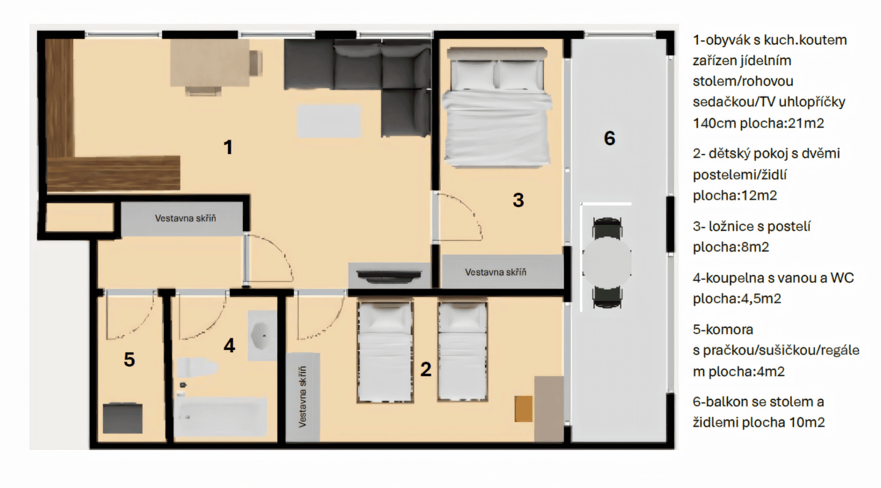 Prenájom bytu 3-izbový 61 m², Domalípova, Praha, Praha Prenájom bytu 3-izbový 61 m², Domalípova, Praha, Praha