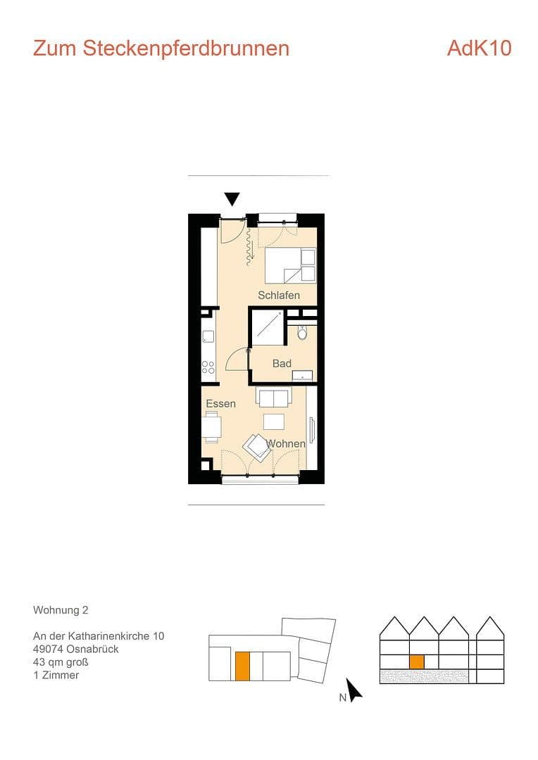 Prenájom bytu 1-izbový 43 m², An der Katharinenkirche 10, Osnabrück, Dolné Sasko Prenájom bytu 1-izbový 43 m², An der Katharinenkirche 10, Osnabrück, Dolné Sasko
