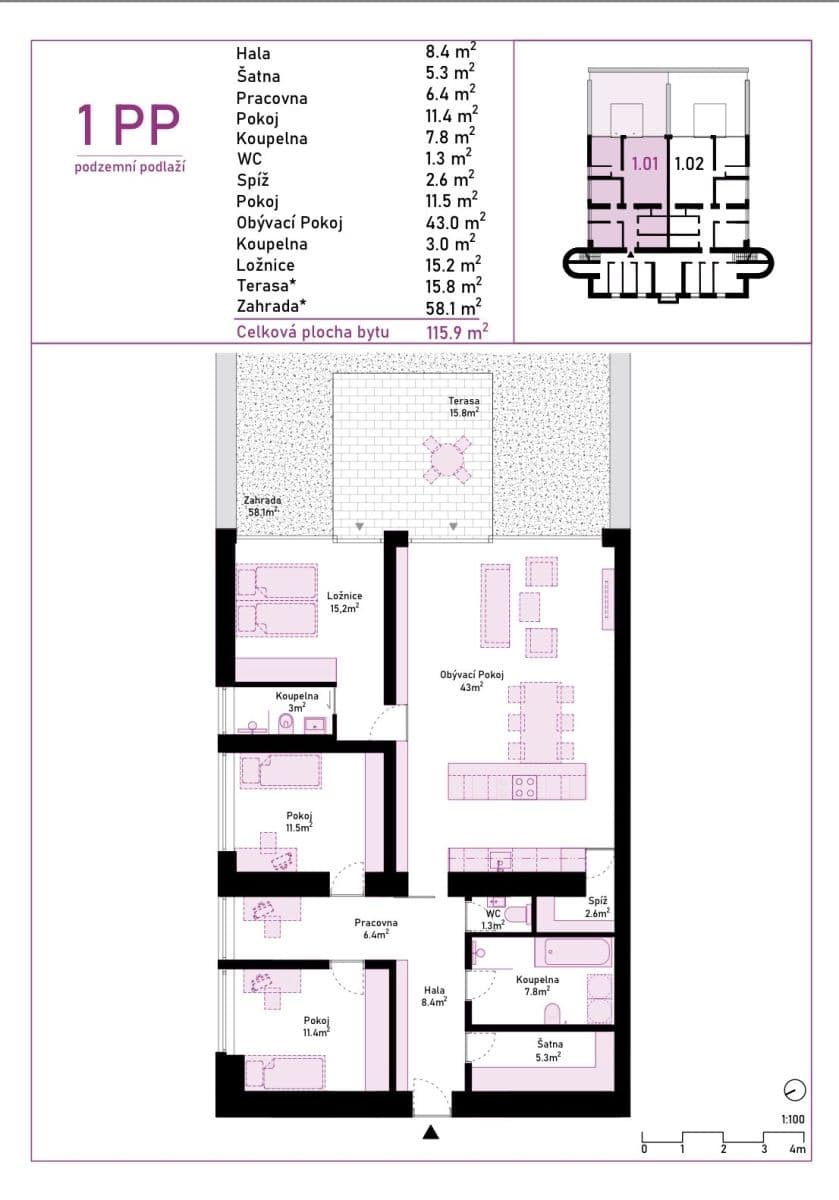 Prenájom bytu 4-izbový 116 m², U Zdravotního ústavu, Praha, Praha Prenájom bytu 4-izbový 116 m², U Zdravotního ústavu, Praha, Praha
