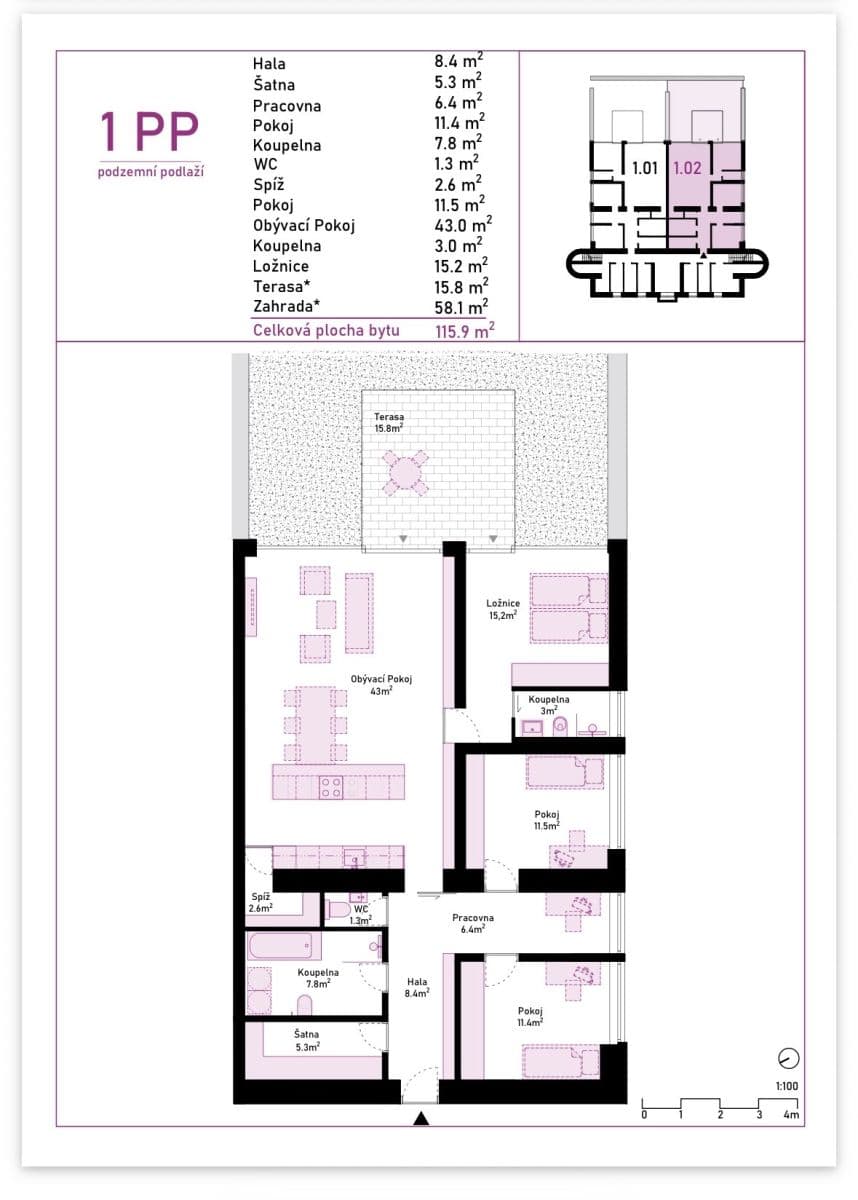 Prenájom bytu 4-izbový 116 m², U Zdravotního ústavu, Praha, Praha Prenájom bytu 4-izbový 116 m², U Zdravotního ústavu, Praha, Praha