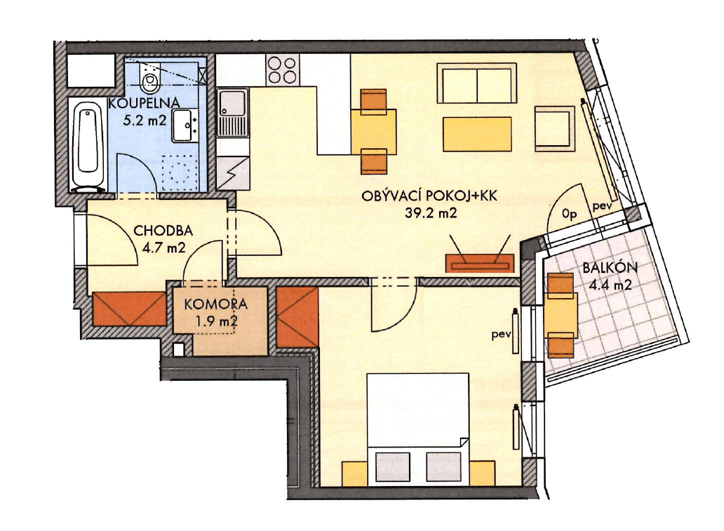 Prenájom bytu 2-izbový 53 m², Makedonská, Praha, Praha Prenájom bytu 2-izbový 53 m², Makedonská, Praha, Praha