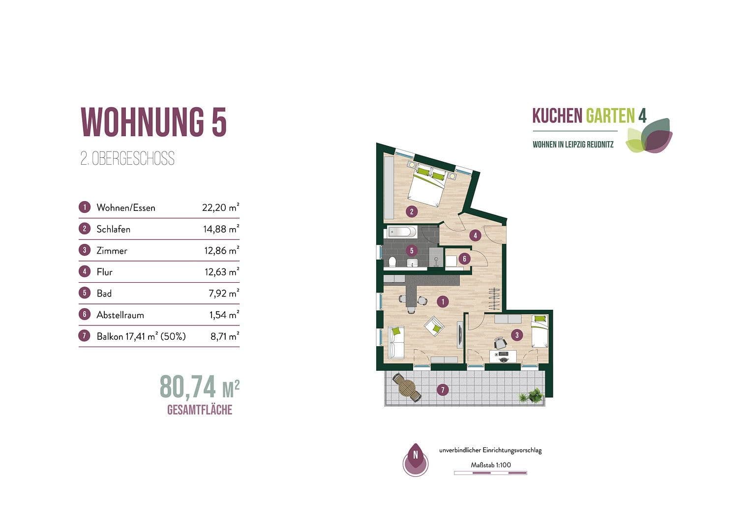Prenájom bytu 3-izbový 81 m², Kuchengartenstraße 4, Leipzig, Sasko Prenájom bytu 3-izbový 81 m², Kuchengartenstraße 4, Leipzig, Sasko