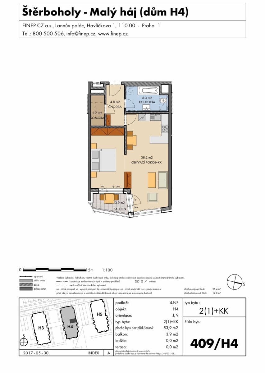 Prenájom bytu 2-izbový 54 m², Honzíkova, Praha, Praha Prenájom bytu 2-izbový 54 m², Honzíkova, Praha, Praha
