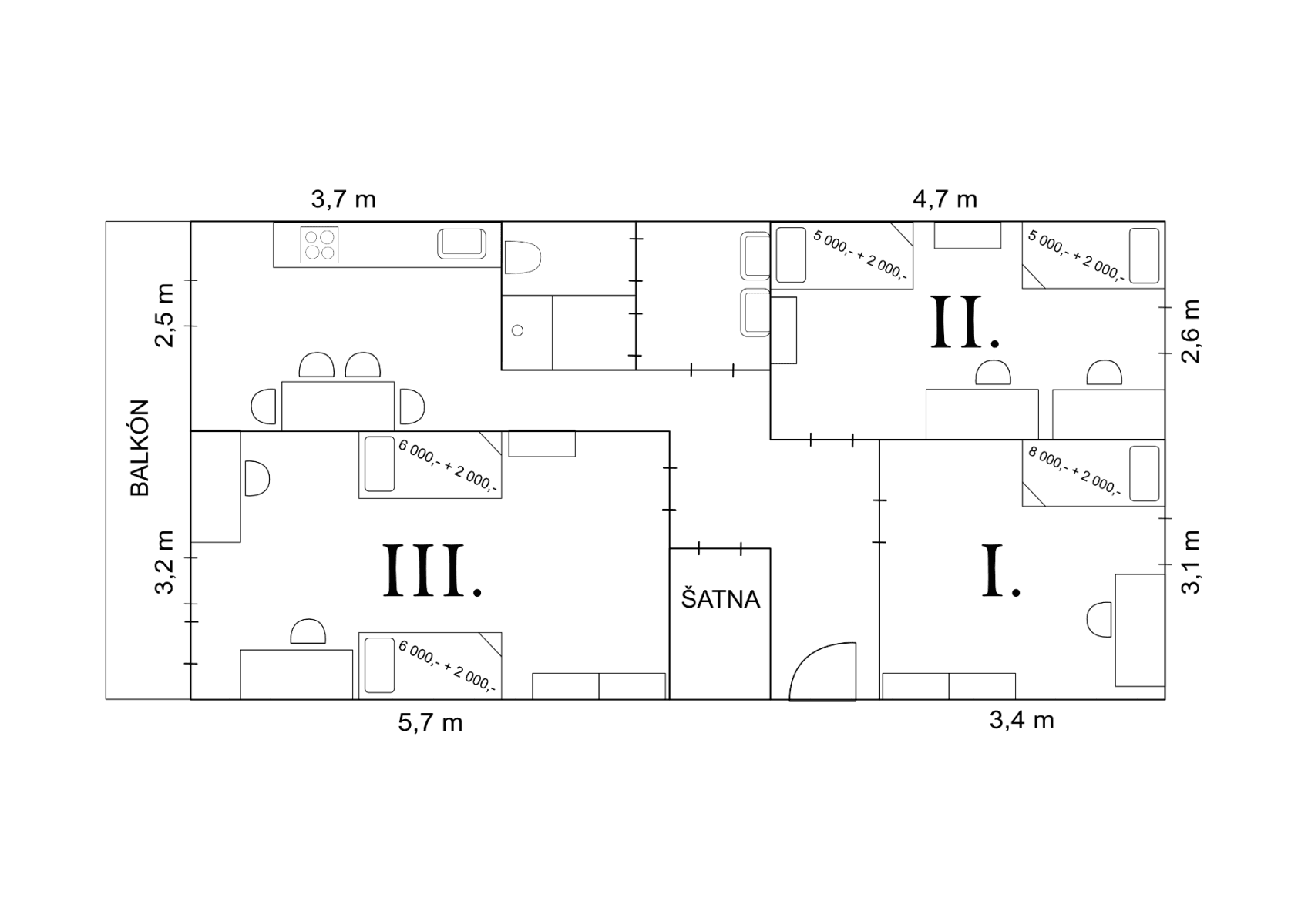Prenájom bytu 3-izbový 65 m², Jablonecká, Praha, Praha Prenájom bytu 3-izbový 65 m², Jablonecká, Praha, Praha