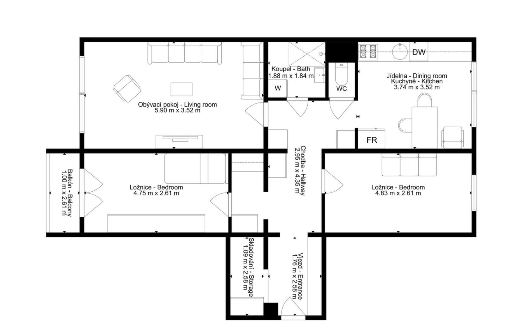 Prenájom bytu 3-izbový 81 m², Levského, Praha, Praha Prenájom bytu 3-izbový 81 m², Levského, Praha, Praha