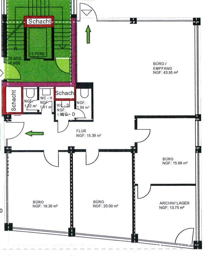 Prenájom kancelárie 133 m², Fulda, Hesensko Prenájom kancelárie 133 m², Fulda, Hesensko