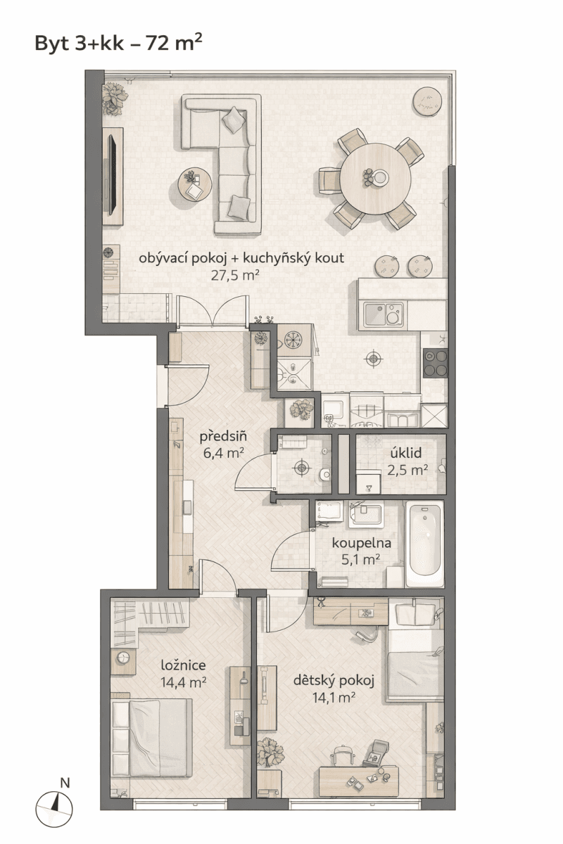 Predaj bytu 3-izbový 72 m², Hlivická, Praha, Praha Predaj bytu 3-izbový 72 m², Hlivická, Praha, Praha
