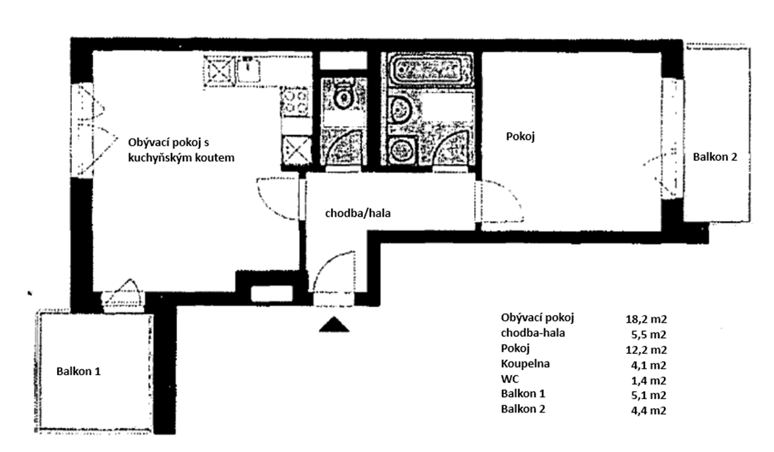 Prenájom bytu 2-izbový 42 m², Neumannova, Praha, Praha Prenájom bytu 2-izbový 42 m², Neumannova, Praha, Praha