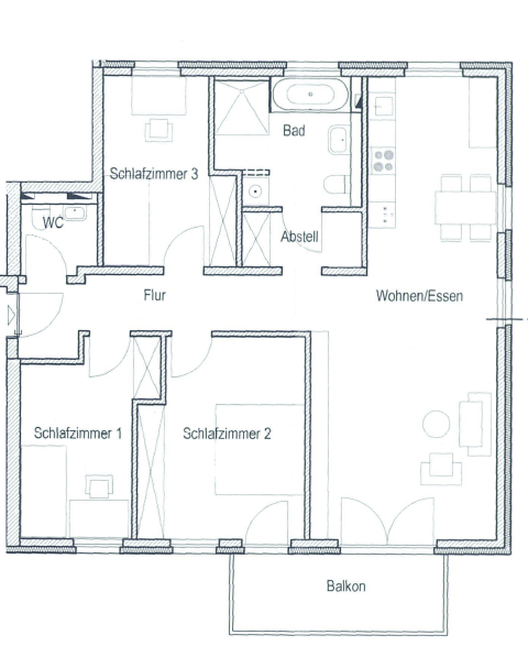 Prenájom bytu 4-izbový 102 m², Wolfgang-Knabe-Straße 6, Bernau, Brandenbursko Prenájom bytu 4-izbový 102 m², Wolfgang-Knabe-Straße 6, Bernau, Brandenbursko