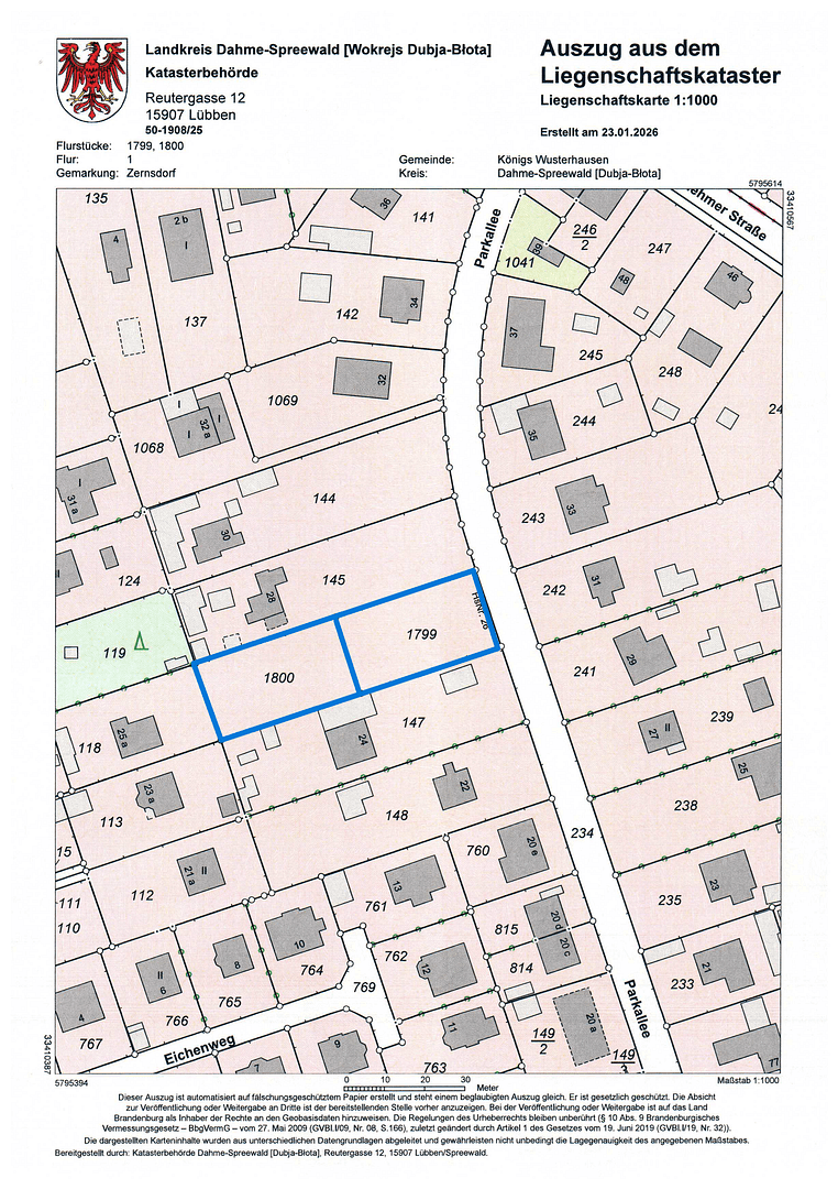 Predaj pozemku 736 m², Parkallee 26, Königs Wusterhausen, Brandenbursko Predaj pozemku 736 m², Parkallee 26, Königs Wusterhausen, Brandenbursko