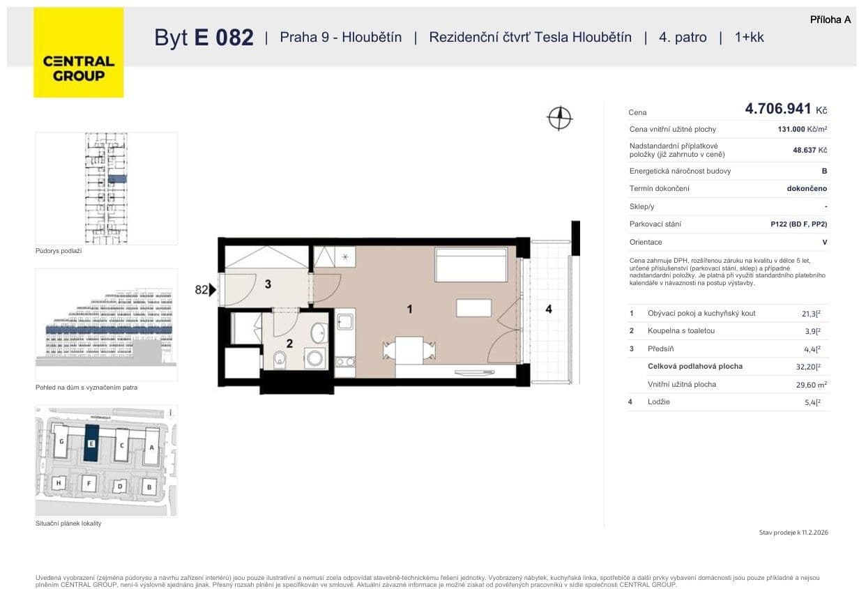 Prenájom bytu 1-izbový 32 m², Poděbradská, Praha, Praha Prenájom bytu 1-izbový 32 m², Poděbradská, Praha, Praha