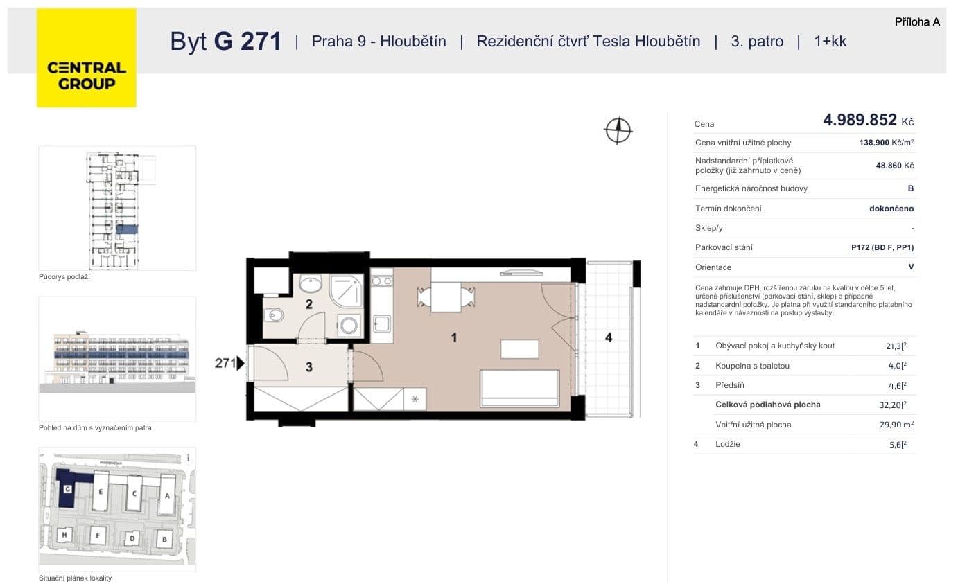 Prenájom bytu 1-izbový 32 m², Poděbradská, Praha, Praha Prenájom bytu 1-izbový 32 m², Poděbradská, Praha, Praha