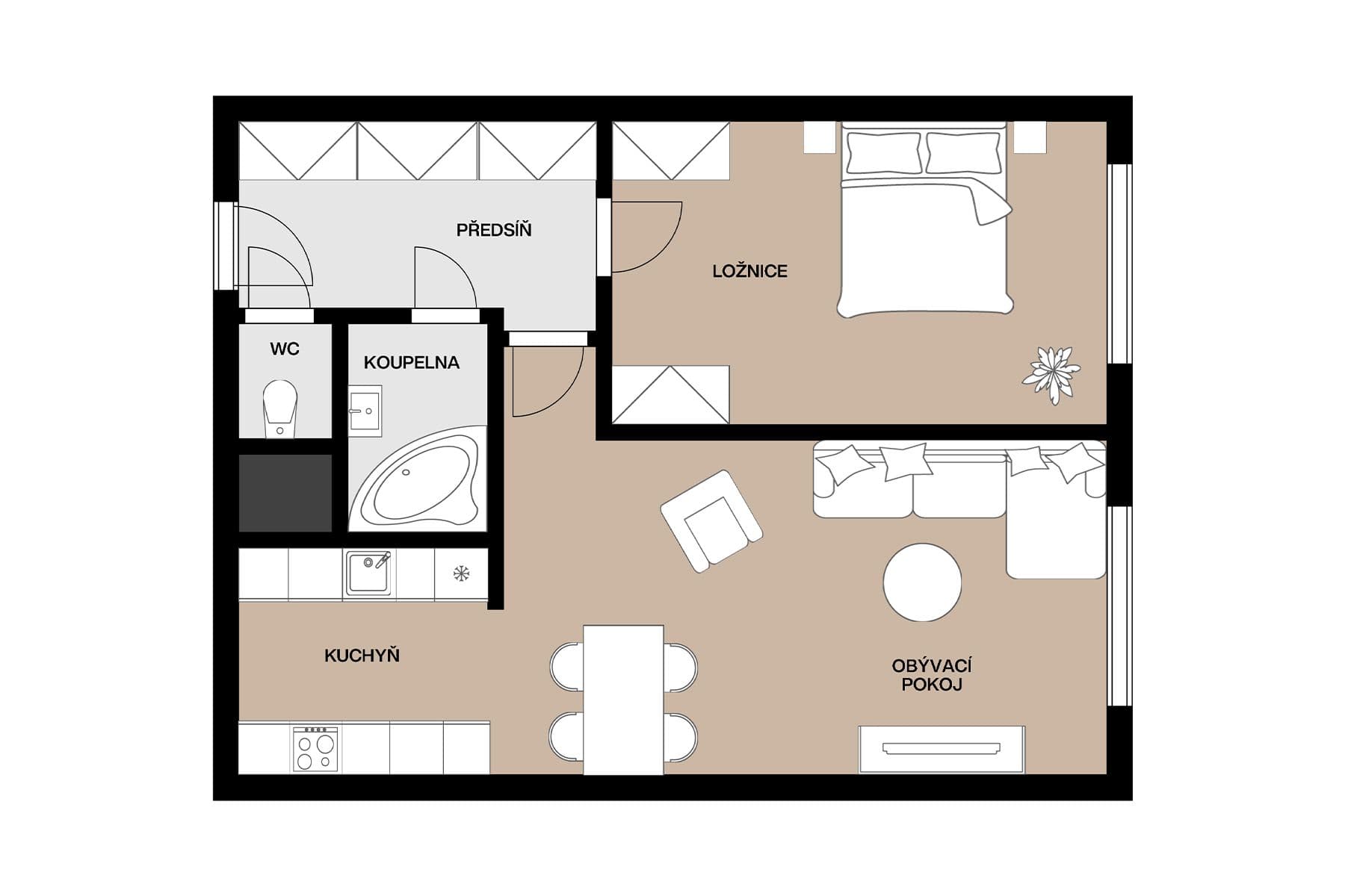 Predaj bytu 2-izbový 46 m², Janského, Praha, Praha Predaj bytu 2-izbový 46 m², Janského, Praha, Praha