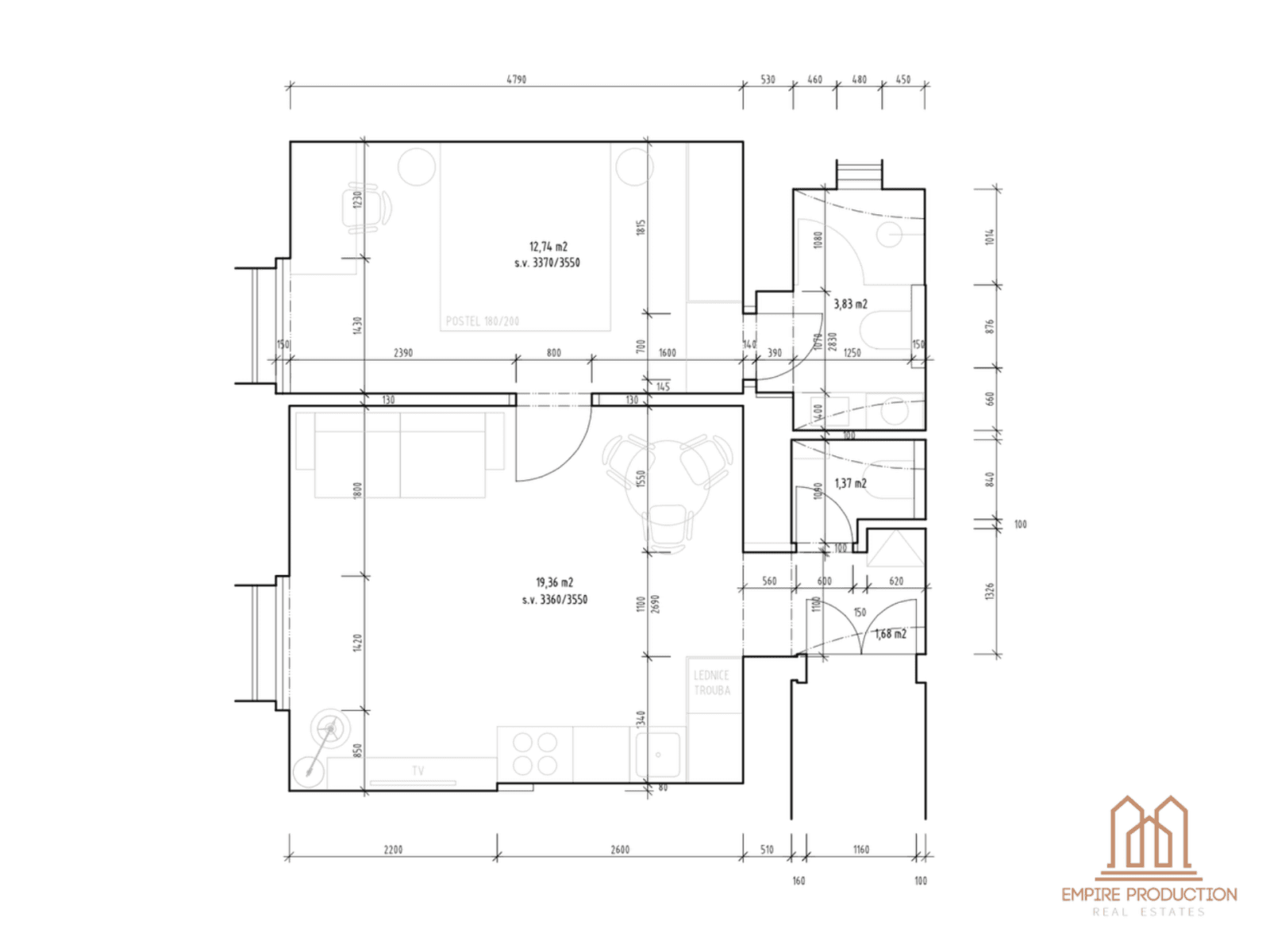Predaj bytu 2-izbový 43 m², 28. pluku, Praha, Praha Predaj bytu 2-izbový 43 m², 28. pluku, Praha, Praha