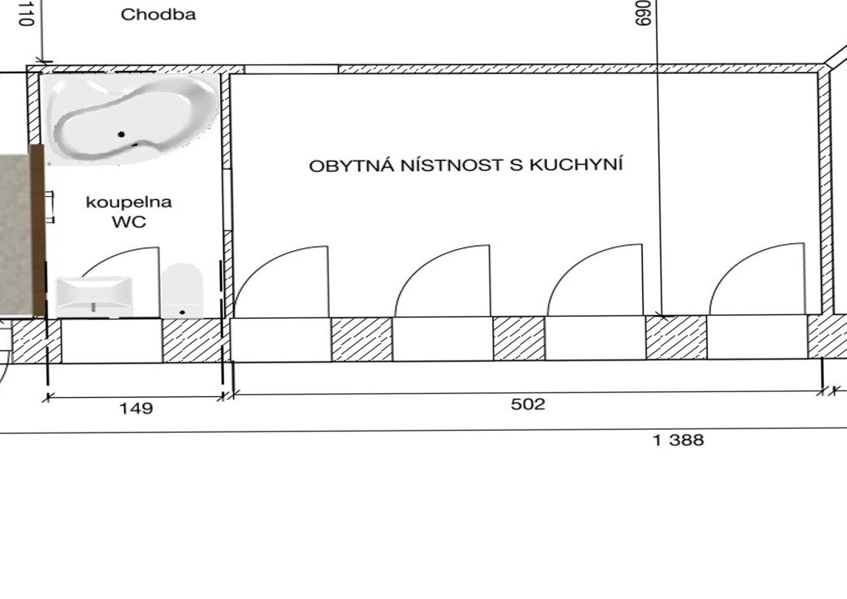 Prenájom bytu 1-izbový 26 m², Pernerova, Praha, Praha Prenájom bytu 1-izbový 26 m², Pernerova, Praha, Praha