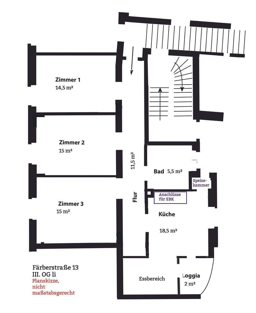 Prenájom bytu 3-izbový 82 m², Färberstraße 13, Augsburg, Bavorsko Prenájom bytu 3-izbový 82 m², Färberstraße 13, Augsburg, Bavorsko