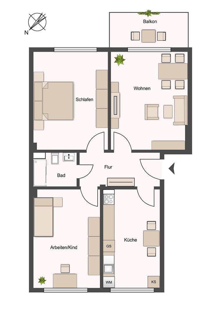 Prenájom bytu 3-izbový 60 m², Bremen, Brémy Prenájom bytu 3-izbový 60 m², Bremen, Brémy