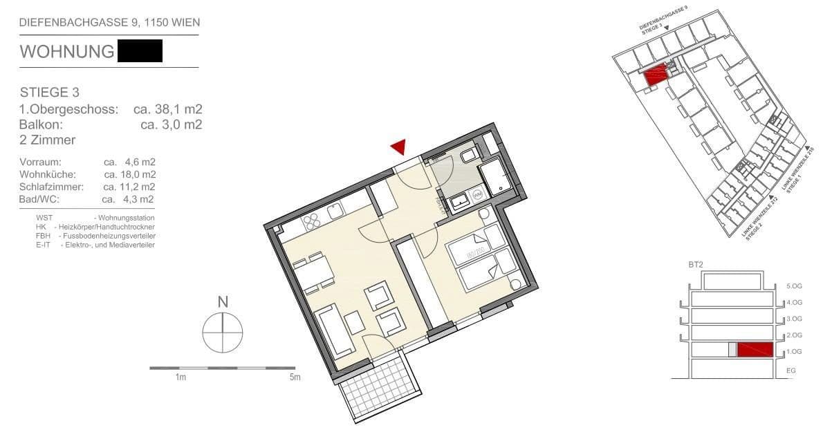 Prenájom bytu 2-izbový 39 m², Diefenbachgasse 7, Wien, Viedeň Prenájom bytu 2-izbový 39 m², Diefenbachgasse 7, Wien, Viedeň
