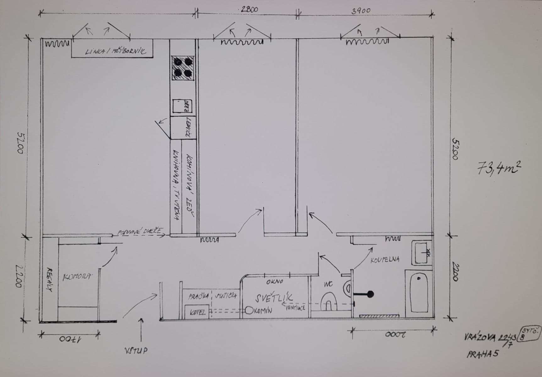 Predaj bytu 3-izbový 73 m², Vrázova, Praha, Praha Predaj bytu 3-izbový 73 m², Vrázova, Praha, Praha
