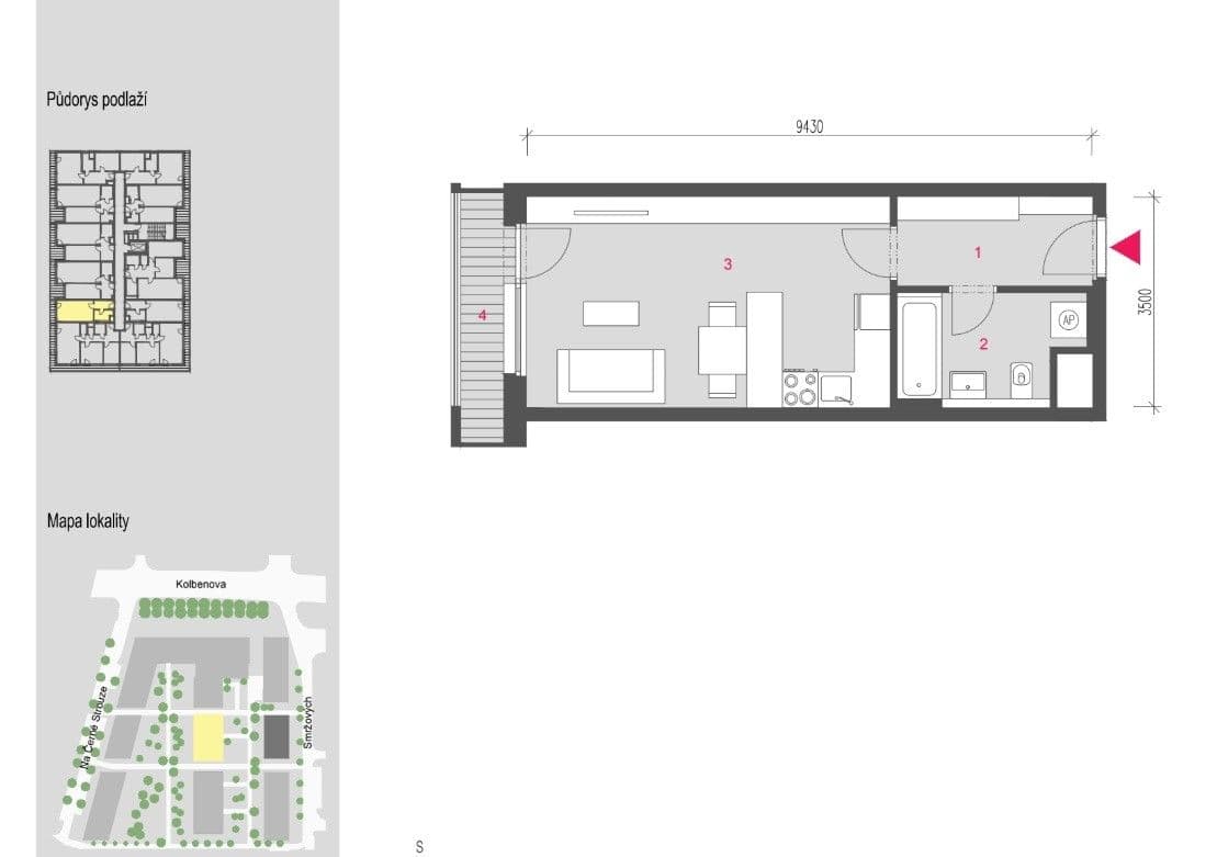 Prenájom bytu 1-izbový 35 m², Smržových, Praha, Praha Prenájom bytu 1-izbový 35 m², Smržových, Praha, Praha