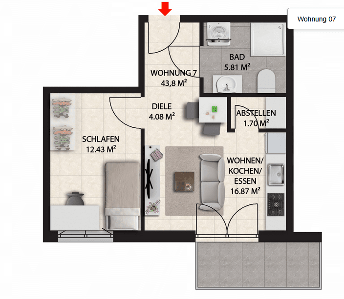 Prenájom bytu 2-izbový 44 m², Kaiserstraße 41c, Waldbröl, Severné Porýnie - Westfálsko Prenájom bytu 2-izbový 44 m², Kaiserstraße 41c, Waldbröl, Severné Porýnie - Westfálsko