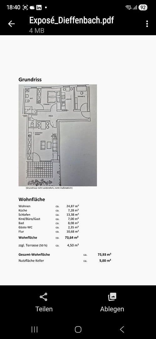 Prenájom bytu 3-izbový 76 m², Dieffenbacher Str. 5, Dietzenbach, Hesensko Prenájom bytu 3-izbový 76 m², Dieffenbacher Str. 5, Dietzenbach, Hesensko